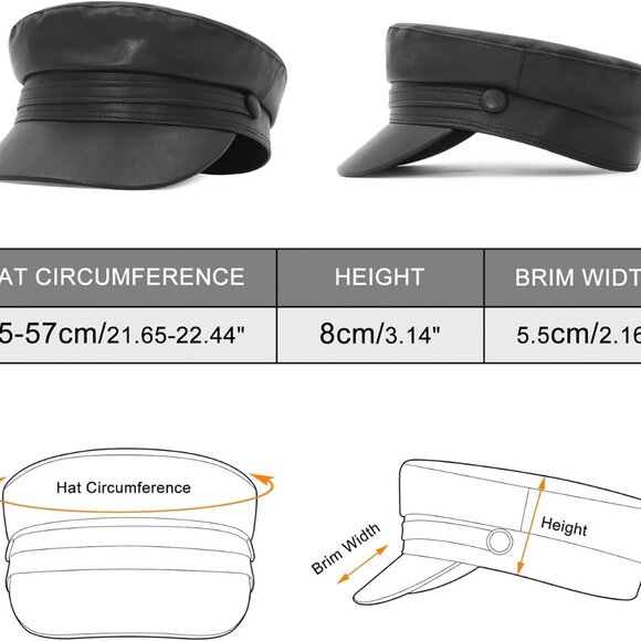 Women Fashion Newsboy Cap PU Leather Cabbie Sailor Fiddler Bakerboy Flat Gatsby - Picture 5 of 7